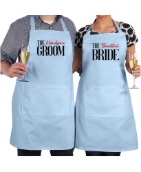 The Handsome Groom The Beautiful Bride Sweetheart Soulmates Printed Unisex Adult Matching Couple Apron